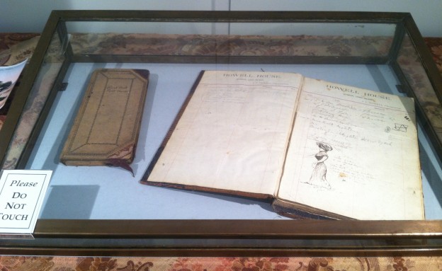 Guest register from the Howell House, part of an exhibition, ‘Boarding Houses, the Hey Dey: 1880-1910,” on view at the Pond House.